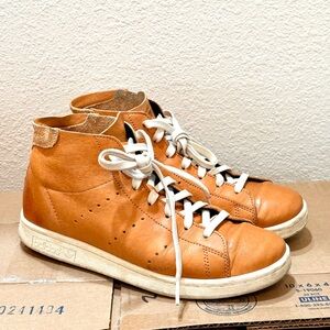 Adidas Stan Smith Mid High-Top Sneakers in Tan Horween Leather